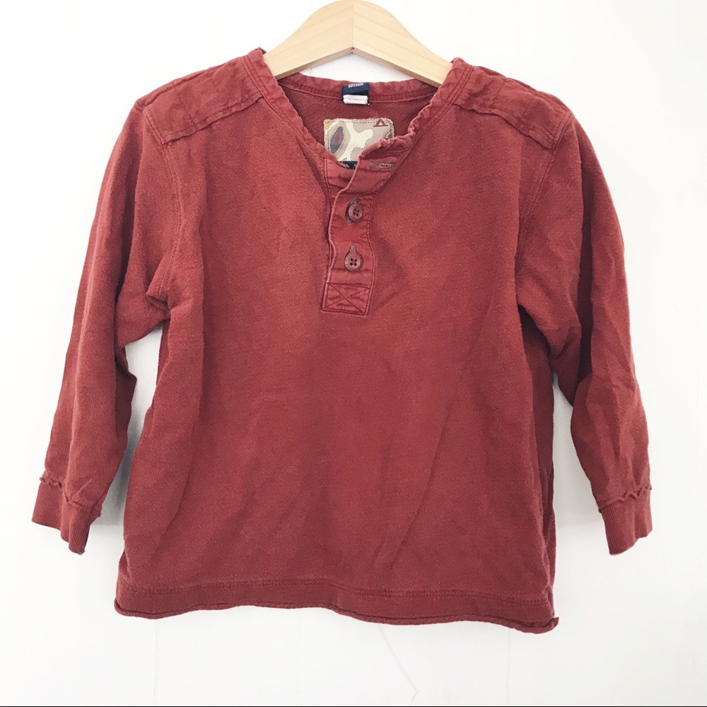 Gap | Brick Colored Henley Long Sleeved Shirt